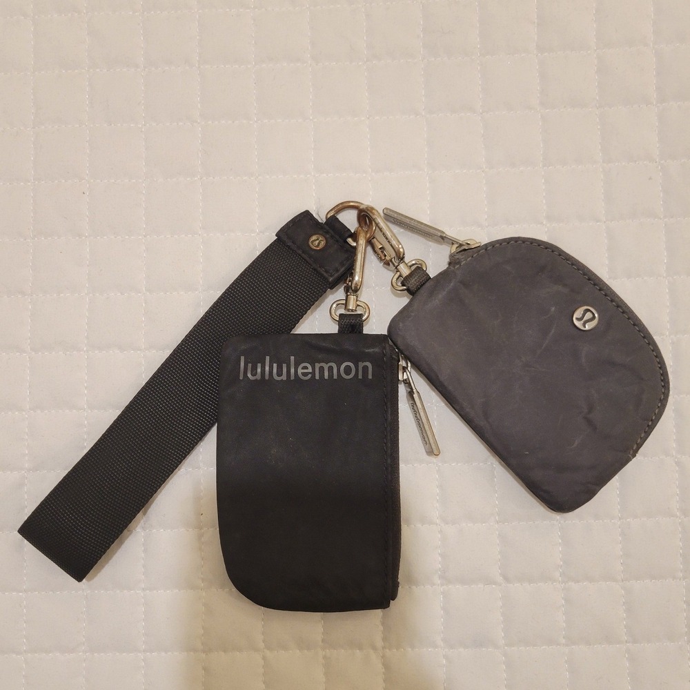 Lululemon Dual Pouch Wristlet Black Grey Organizer Activewear Gymwear Workout